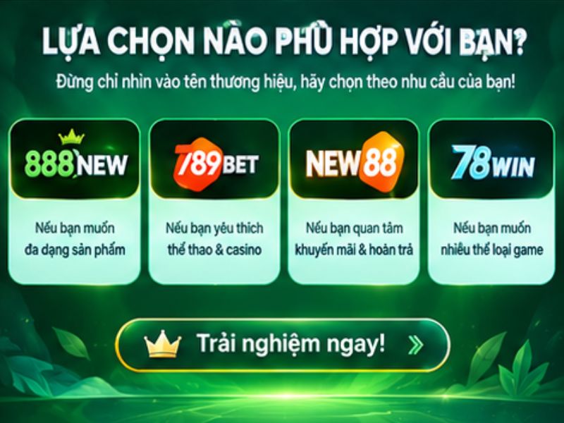 Nên Chọn 888NEW, 789BET, NEW88 Hay 78WIN