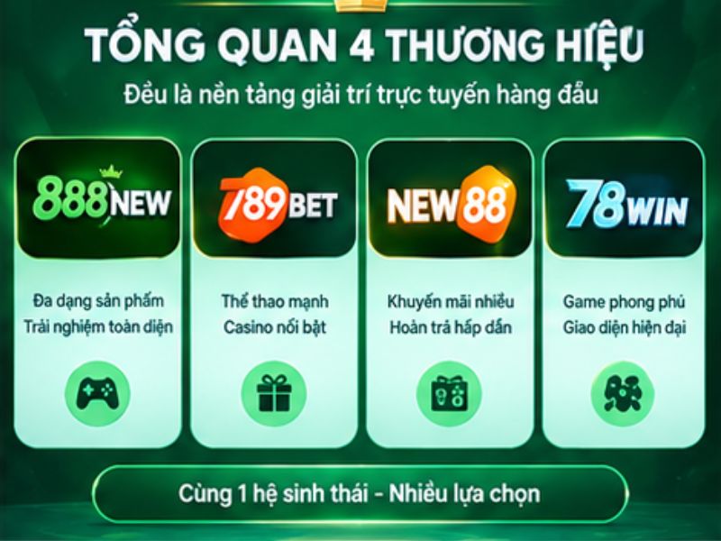 So Sánh 888NEW, 789BET, NEW88, 78WIN tổng Quan 4 thương hiệu